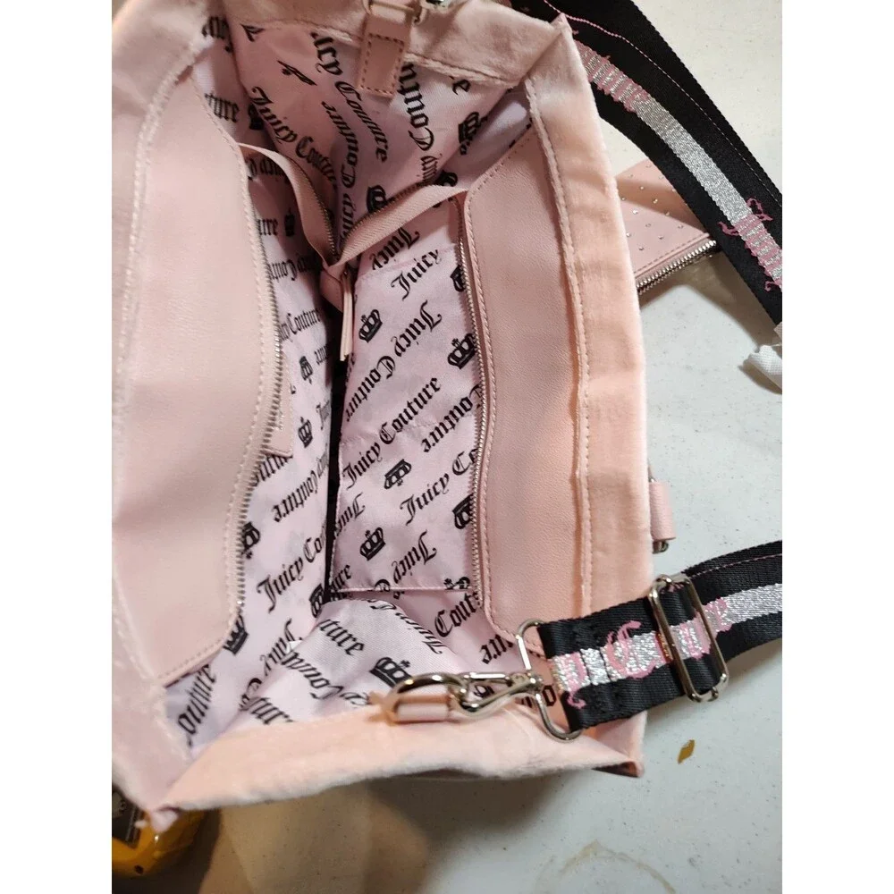 Juicy Couture Extra Spender Tote In Soft Pink Velvet Studded Logo (875)